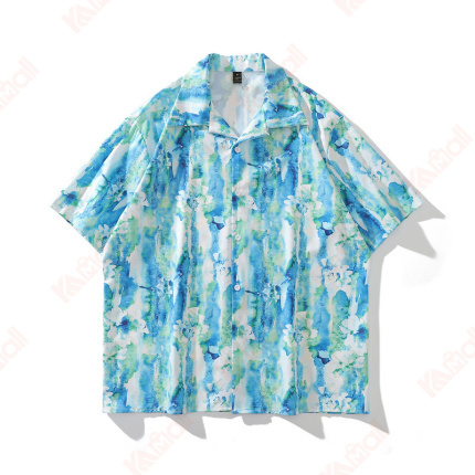 blue short sleeves casual shirt